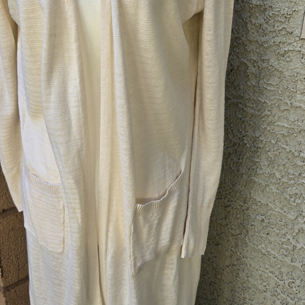 Rachel Zoe Cream Long Open-Front Cardigan with Pockets - Picture 5 of 9